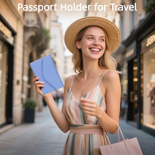 ZOPPEN Mulit-purpose Rfid Blocking Passport Holder Travel Wallet (Ver.4) Passport and Vaccine Card Holder ComboTri-fold Document Organizer Travel Essentials - color: #25 Niagara Blue