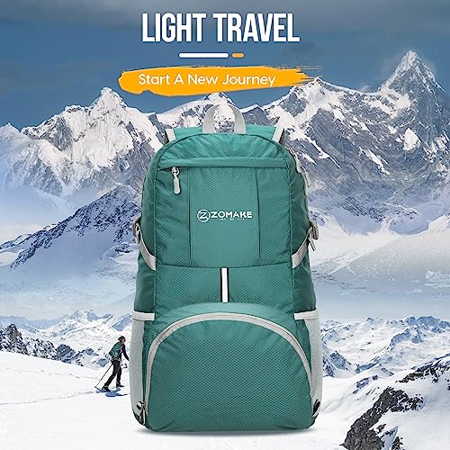 ZOMAKE Lightweight Packable Backpack 35L, Light Foldable Backpacks Water Resistant Collapsible Hiking Bag, Compact Folding Day Pack for Travel Camping(Dark Green) - color: Dark Green