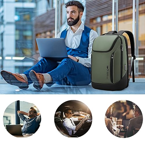 BANGE Business Smart Backpack Waterproof fit 15.6 Inch Laptop Backpack with USB Charging Port,Travel Durable Backpack - color: Green