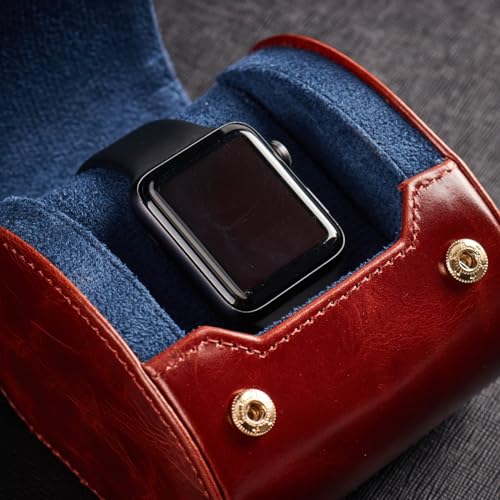 Genuine Napa Leather Watch Roll Travel Case - Travel Watch Rolls and Leather Watch Display Cases with Velvet Interior - Watch Storage Organizer Men's By CALIBERWATCH (Brown - Single) - color: Brown - Single