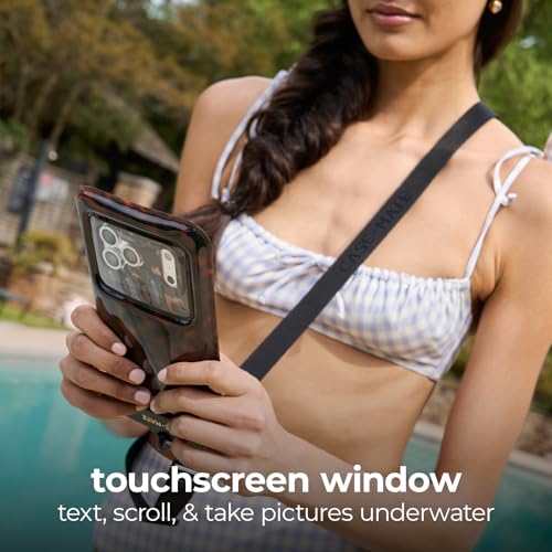 Case-Mate IP68 Waterproof Phone Pouch - Beach Cruise Travel Essentials - Large Floating Phone Case w/Crossbody Lanyard for iPhone 17 Pro Max/16 Pro/15/14/13/S26 - Touchscreen Friendly - Tortoiseshell - color: Tortoiseshell