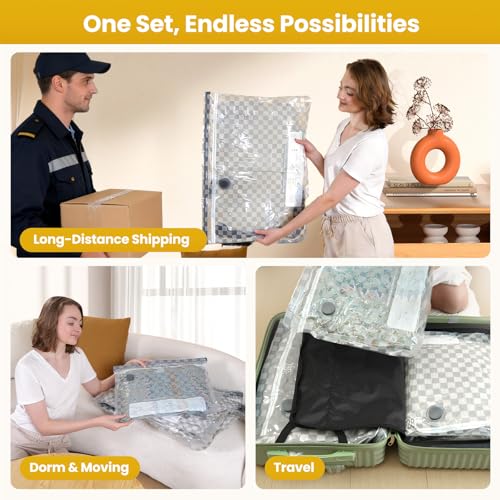 Vacuum Bags for Travel with Rechargeable Digital Display air Pump,12 PCS Combo Travel Size Vacuum Seal Bags for Luggage and Suitcase,Space Saver for Clothes,Home Storage - size: 12 Combo Travel Size