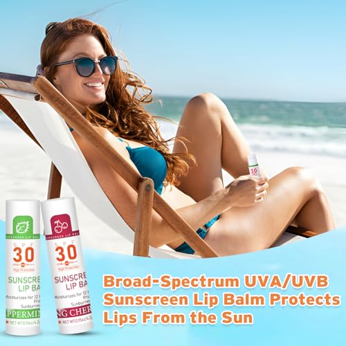 SPF 30 Sunscreen Lip Balm, Bulk Travel Size-64 Pack, Hydrating with Vitamin E & Coconut Oil- 8 Flavors - color: 64 Count