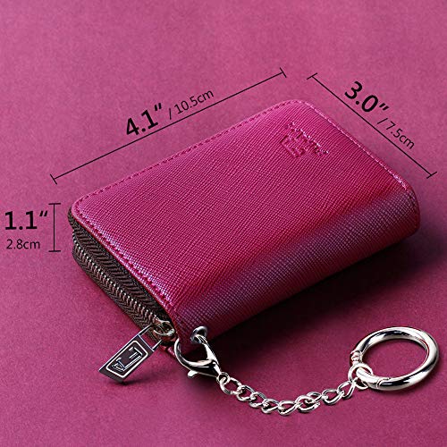 FurArt Zipper Wallet Women, RFID Blocking Credit Card Wallet, Business Card Holder, Compact Size KeyChain Wallet - color: Burgundy