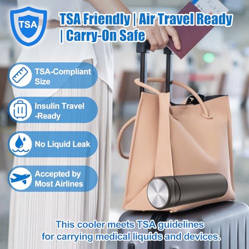 Insulin Travel Cooler Case for Diabetic Medications – TSA Approved Travel Cooler for 2-3 Pens – Reusable Medication Cooler with Cold Gel Bottle for Travel (Black) - color: Black