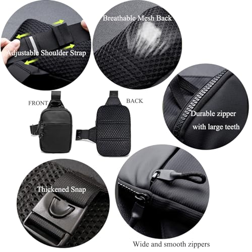 Mini Sling Bag for Men Crossbody,Small Chest Bag Casual Trendy Waterproof Lightweight Phone Crossover Daypack - color: Black Small Anti Theft Sling Bag