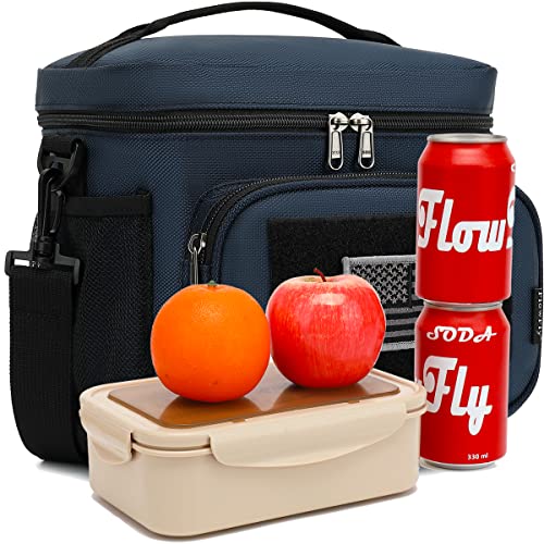 FlowFly Lunch Bag, Insulated Cooler, Thermal Lunch Box Tote with MOLLE/PALS Webbing, Adjustable Padded Shoulder Strap, for Tactical Men Women Adults and Boys Girls Kids (Cyan, Medium) - color: Cyan, size: Medium