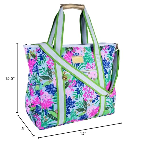 Lilly Pulitzer Beach and Picnic Cooler, Insulated Bag with Adjustable Shoulder Strap and Zipper, Soft Cooler - color: Endless Summer