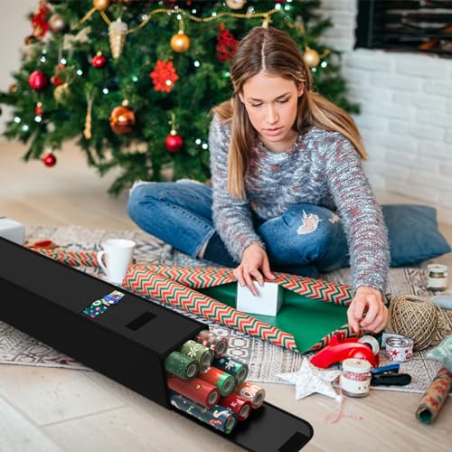 Christmas Wrapping Paper Storage Containers,30 Inch Gift Wrapping Organizer Storage,Fits 9 Standard Rolls of Wrapping Paper,600D Breathable Fabric, Square - color: Black-30in-1p