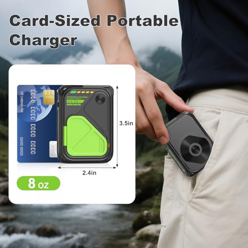 SEANCHEER P05 Portable Charger, Magnetic Power Bank, Small Wireless PowerBank,Emergency Battery Pack 10000mAh Travel Essentials Fast Charging with Built in Cable, Wall Plug for iPhone,Samsung,Andriod - color: Black
