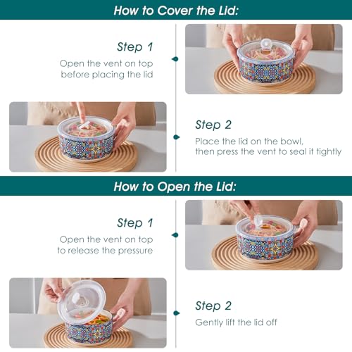 vancasso Serving Bowls with Lids Set of 4, Ceramic Nesting Mixing Bowls for Food Storage, Prep and Stackable, Dishwasher & Microwave Safe Gift Set, 60/36/20/10 OZ, Series SIMI - size: 60/36/20/10 OZ (Set of 4)