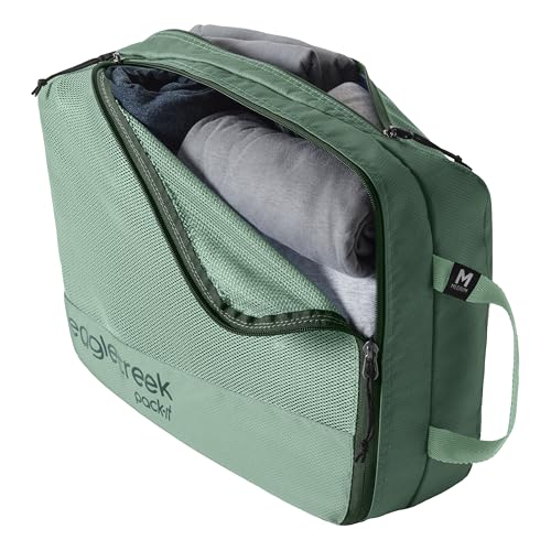 Eagle Creek Pack-It Reveal Clean/Dirty Cube M - Water-Resistant Dual Compartment Packing Cube With Internal Divider for Clean & Dirty Clothes - Travel Essentials - Willow Green - color: Willow Green