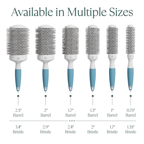 Professional Round Brush for Blow Drying - Small Ceramic Ionic Thermal Barrel Brush for Sleek, Precise Heat Styling and Salon Blowout - Lightweight Round Hair Brush (Barrel 1.3 inch, Bristle 2 Inch) - size: 1.3 Inch