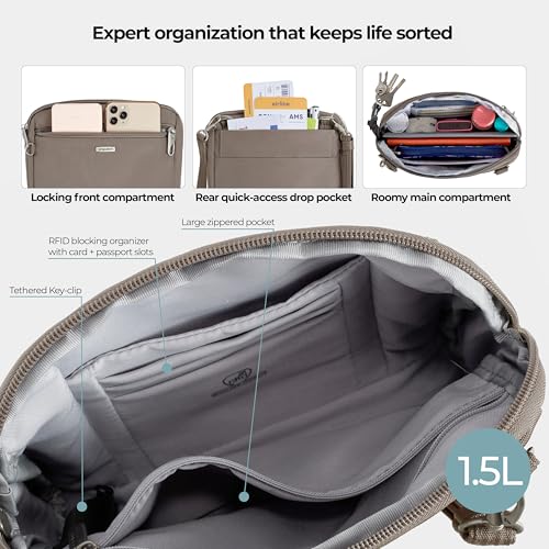 Travelon Anti-Theft Classic Convertible Crossbody & Waist Pack - color: Hazelnut