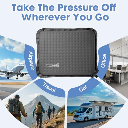 Inflatable Seat Cushion,Self-Inflating Foam Stadium Seat Cushion, Airplane Seat Cushion,Protable Seat Pad for Camping, Backpacking,Sports Events,Traveling,Bleacher (1, Grey) - color: Grey