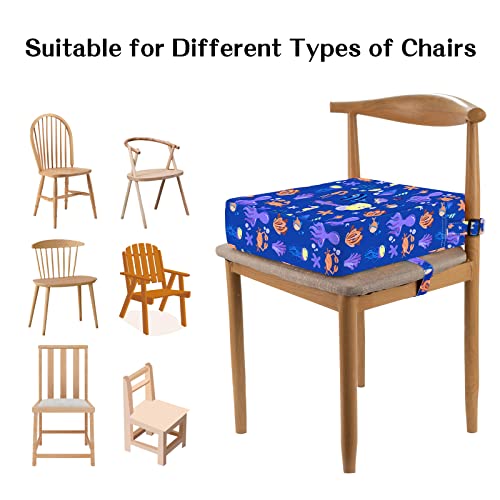 Toddler Booster Seat for Dining Table, Stronger Support Non-Slip Bottom Double Safe Straps Booster Seat Dining Toddler, Portable Travel Increasing Cushion (Blue) - color: Blue