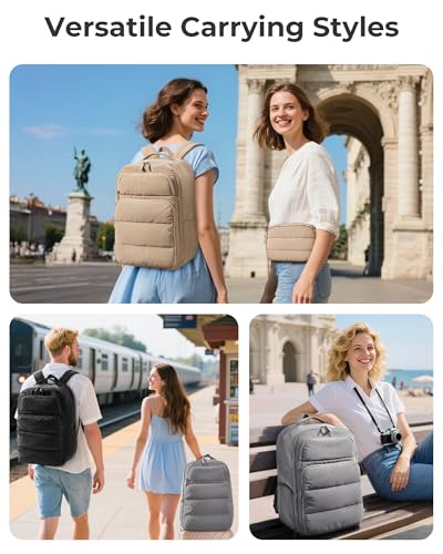 BAGSMART 35L Travel Backpack Women, 17.3 Inch Carry On Backpack Flight Approved, Personal Item Backpack Travel Bag, Water Resistant Casual Daypack, Desert - color: Desert