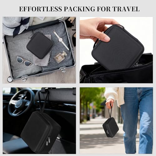 AUTOARK EVA Hard Shell Travel Eyeglasses Case,4 Adjustable Dividers,Holds 5 Glasses,Felt Lining - color: Black