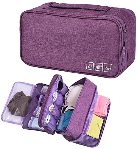 Portable Underwear Bra Storage Bag Waterproof Travel Organizers Multi-Layer Toiletry Packing Cube - color: Purple style