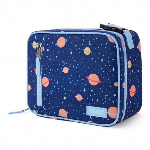 PackIt Freezable Classic Lunch Box, Little Planets, Built with EcoFreeze Technology, Collapsible, Reusable, Zip Closure With Zip Front Pocket and Buckle Handle, Designed for Fresh Lunch On the Go - color: Little Planets