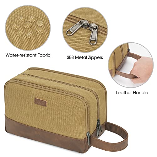 WANDF Travel Toiletry Bag for Men Large Toiletries Shaving Bag Water Resistant Hanging Dopp Kit Travel Accessories Bag for Women Men (Khaki) - color: Khaki
