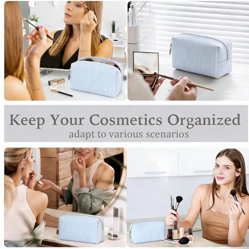 2pcs Makeup Bag Travel Toiletry Bag for Women Lightweight Make Up Bag Purse Organizer Pouches Large Cosmetic Bag Small Makeup Pouch Medicine Bag Travel Essentials for Women Lake Blue - color: lake blue