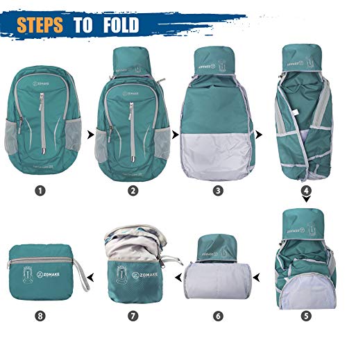 ZOMAKE Ultra Lightweight Packable Backpack 25L, Foldable Hiking Backpacks Water Resistant Small Folding Daypack for Travel(Army Green-NEW) - color: Army Green-new