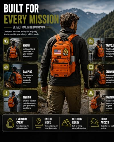 9L Mini Tactical Backpack for Men Women,Small Military Tactical Backpack for Gym,Hiking,Camping,Cycling (Halloween Phantom) - color: Halloween Phantom