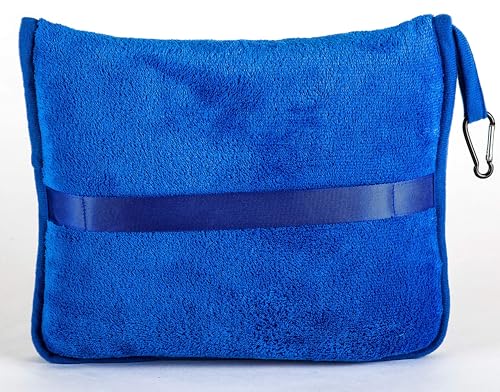 BlueHills 2-Pack Premium Soft Travel Blanket Pillow Airplane Blanket in Soft Bag Pillowcase with Hand Luggage Belt and Backpack Clip, Compact Pack Large Blankets for Any Travel Royal Blue T015 - color: Royal-2pk-t015
