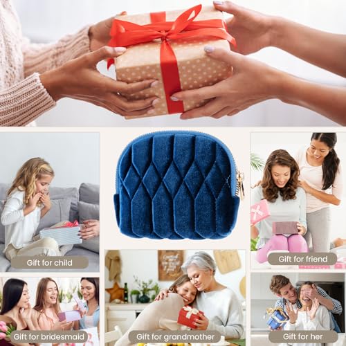2026 New Travel Jewelry Case, Small Travel Jewelry Bag with Zipper, 5-Layer velvet Travel Jewelry Pouch for Bracelet Rings Earring, chain,pendants,Bracelet(Navy Blue) - color: Navy blue