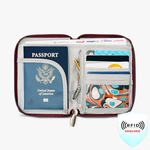 Travelon RFID Blocking Passport Zip Wallet - color: Dark Bordeaux