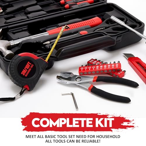 WGGE 39-Piece Home Tool Set– Durable Household Hand Tool Kit with Hammer, Screwdrivers, Pliers, Wrench, Hex Keys & More – Compact Storage Case for Home Repairs, DIY & Maintenance