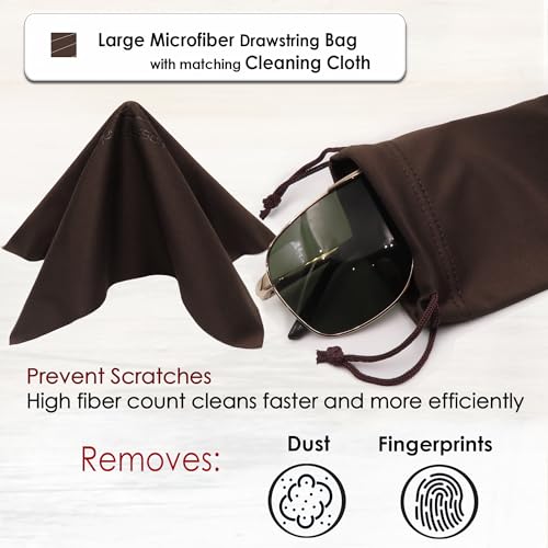MyEyeglassCase® Large Hard Sunglasses Case | fits Large curved Sunglasses, with microfiber bag and cleaning cloth - color: Camel Bronze