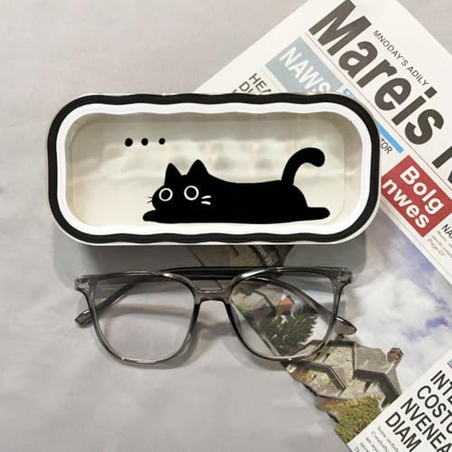 Cute hard shell bow glasses case cat transparent glasses case sunglasses glasses Size is 6.9 x 3.2 x 1.2inches - color: Case - Black Cat