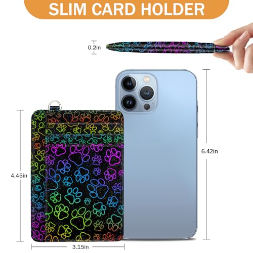 Yonlevres Credit Card Holder Slim Wallet, Puppy Dog Paw RFID Wallet Women Front Pocket Small Card Holder, Travel Cute Funny Thin with ID Window PU Leather RFID Blocking Case Organizer Gifts - color: Dog Paw
