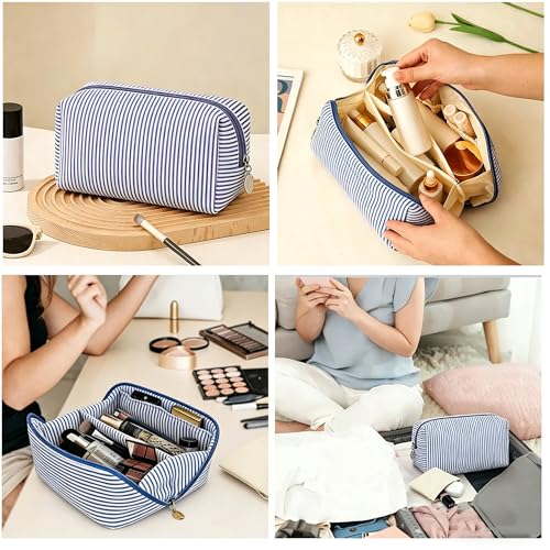 2pcs Makeup Bag Travel Toiletry Bag for Women Lightweight Make Up Bag Purse Organizer Pouches Large Cosmetic Bag Small Makeup Pouch Medicine Bag Travel Essentials for Women Dark Blue - color: dark blue