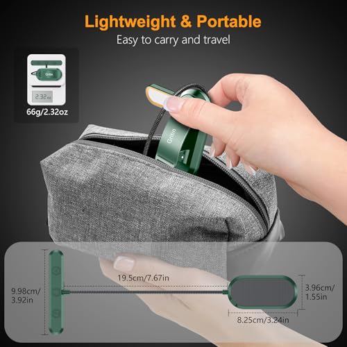 Gritin Rechargeable Book Light for Reading in Bed with 19 LED &Memory Function-Eye Caring 3 Color Temperatures,5 Brightness Levels,90 Hrs Runtime Flexible Goose Neck Clip on Light-Dark Green - color: Dark Green