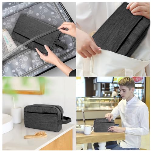 Travel Toiletry Bag - Durable Waterproof Material with Multi-Compartment Organization, Compact Size, Lightweight Portable Hanging Dopp Kit for Toiletries & Travel Accessories (black)