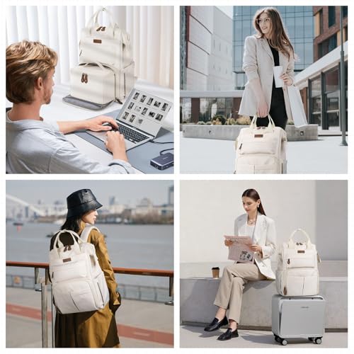 Maelstrom Travel Backpack for Women Men,Laptop Backpack Fits 15.6-17.3 Inch Laptop, Nurse/Work Bag with Insulated Lunch Box (Beige) - color: Beige