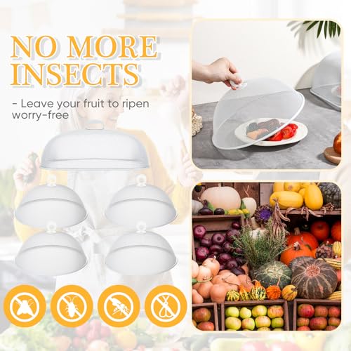 Hicarer 8 Pcs Metal Mesh Screen Food Cover for Outdoors Set Including Extra Large 18.5 in Mesh Food Tents and 11 in Large Dome Picnic Covers to Keep Bugs Away (White) - color: White