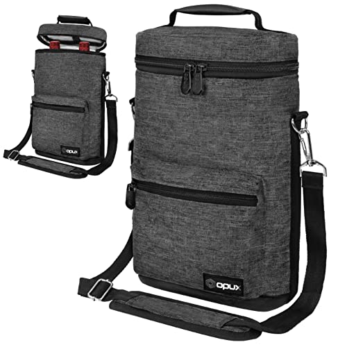 Opux 2 Bottle Wine Tote Carrier, Insulated Cooler Bag for Travel Picnic, Leakproof Padded Case, Wine Gifts for Women & Men, Charcoal Gray - color: Charcoal Gray