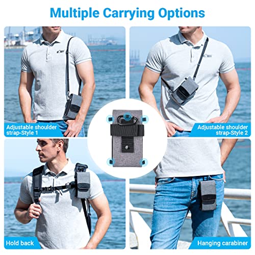 KIWIFOTOS Dual-Layer Travel Phone Pouch Crossbody Bag for iPhone 17 16 15 Pro Credit Cards Shoulder Bag with Strap Under 6.3" Cell Phone Holster - color: Gray, Double Layer