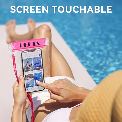 HEETA 5-Pack Clear Waterproof Dry Bag Pouch, Water Tight Cases Dry Bags Document Holder for Camera Mobile Phone Maps, Kayaking Boating - color: Pink