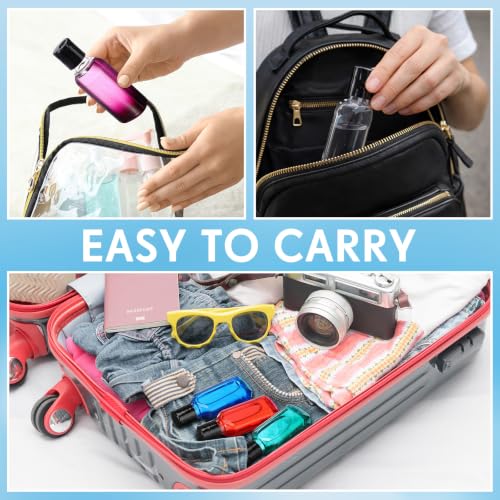 Domensi 24 Pcs Plastic Bottle Squeeze Containers with Disc Cap Travel Bottles Reusable Empty Toiletries Shampoo Containers Refillable Travel bottles for Shampoo Lotions (2oz,Black) - color: Black, size: 2oz