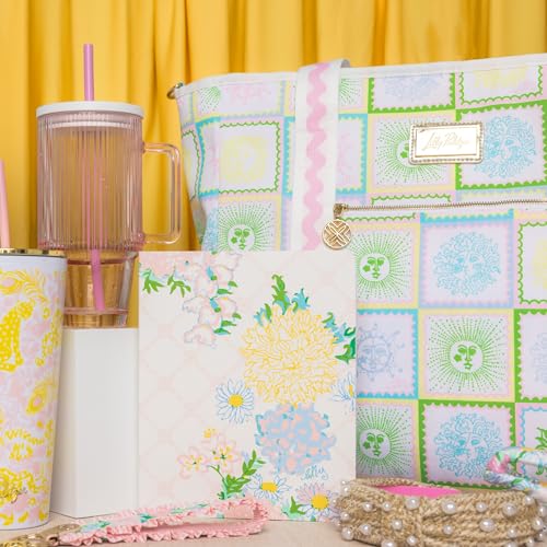 Lilly Pulitzer Beach and Picnic Cooler, Insulated Bag with Adjustable Shoulder Strap and Zipper, Soft Cooler - color: Sun Tiles Home
