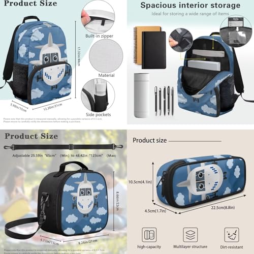 Kids Boys School Backpacks Set,Airplane School Bus Bookbag for Preschool Study,Back to School Supplies,Large Capacity Backpack with Lunch Box and Pencil Case Bundle - color: Airplane -1