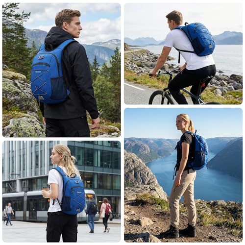 Ultra-Light Soft Daypack 15L/20L, Cushioned Breathable Back Panel Backpack, Lightweight Packable Travel Backpack (Blue, 15L) - color: Blue, size: 15L