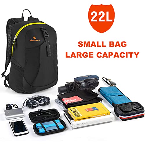 sinotron 22L Lightweight Packable Hiking Backpack, Small Hiking Backpack Day Pack for Women Men Travel Camping Vacation - color: Black