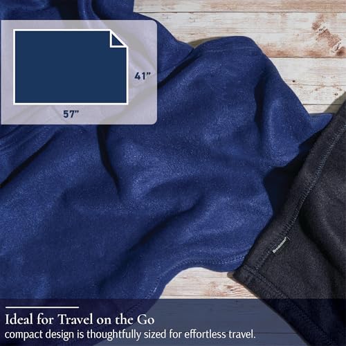Brookstone Travel Blanket - 2-in-1 Super Soft Fleece Lightweight Throw Blanket with Carrying Pouch, Airplane & Car Travel Essentials, Blue Foot Pocket - color: Blue Foot Pocket