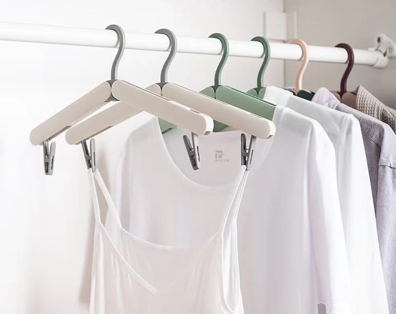 4 Pack Travel Hangers,Foldable Hangers,with Hidden Clips,Lightweight and Portable,Space Saving,Suitable for Skirts, Pants,Suits, Jackets, etc (Blue) - color: Blue